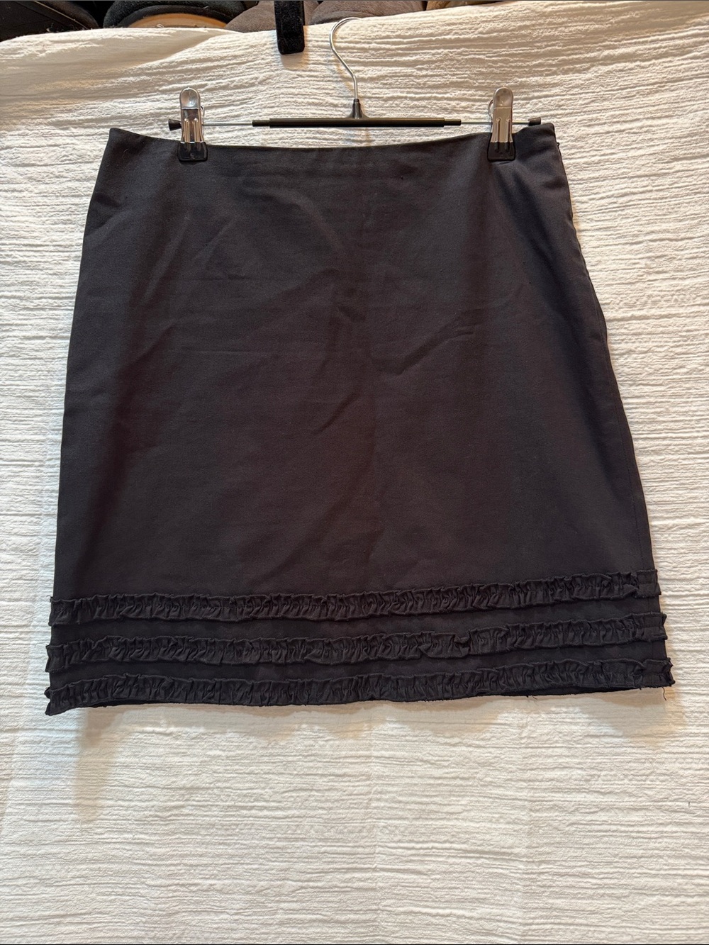 Classic Black Ruffle Trim Mini Skirt - Women's